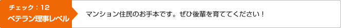 チェック：12　ベテラン理事レベル