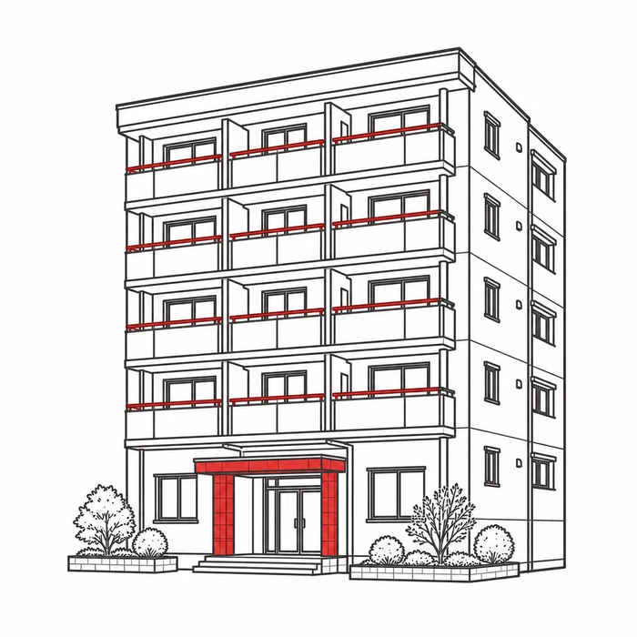 30戸規模のマンションのイラスト