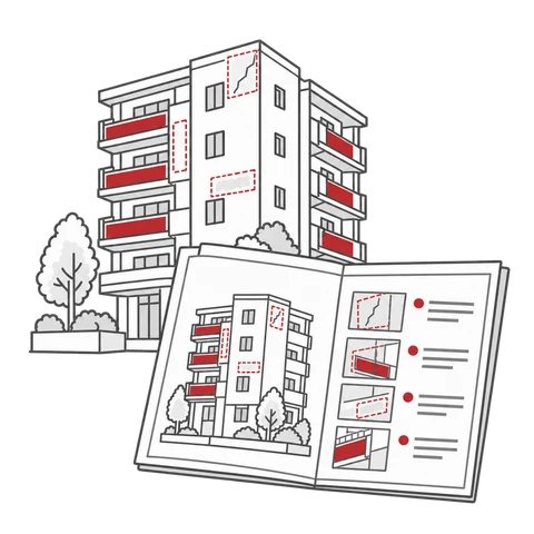 建物と調査結果を整理したチェック資料