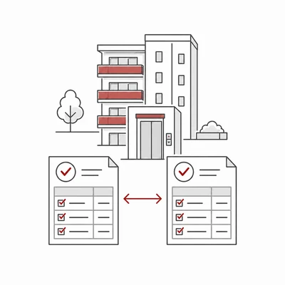 2社の見積書の違いを比較するイラスト